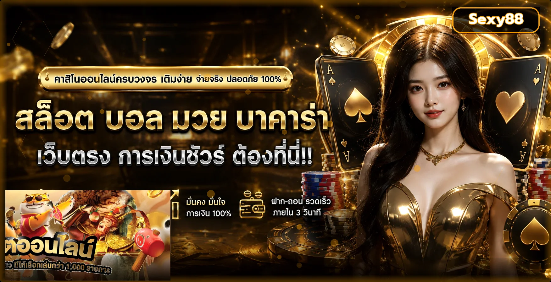 แบนเนอร์ Sexy88 เว็บตรง รวมสล็อตและคาสิโนออนไลน์